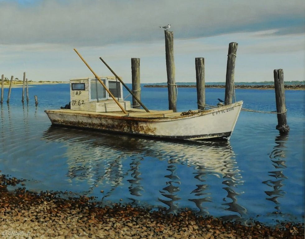 Oyster Boat painting by Roger Leonard